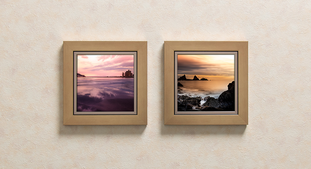 framed novelty photos on wall