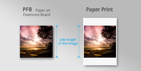 side length of pfb and paper print for ordering custom prints