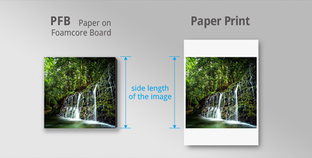 side length of pfb and paper print for ordering custom prints