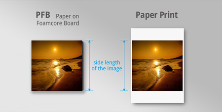 side length of pfb and paper print for ordering custom prints