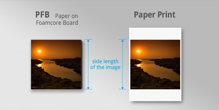 side length of pfb and paper print for ordering custom prints