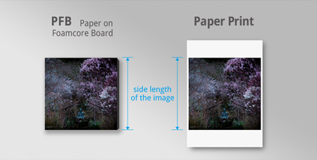 side length of pfb and paper print for ordering custom prints