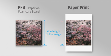 side length of pfb and paper print for ordering custom prints