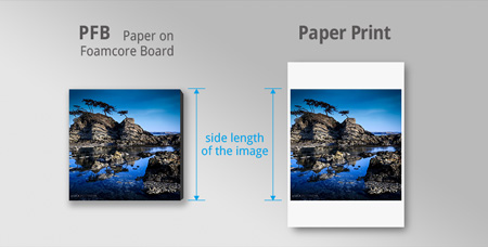 side length of pfb and paper print for ordering custom prints