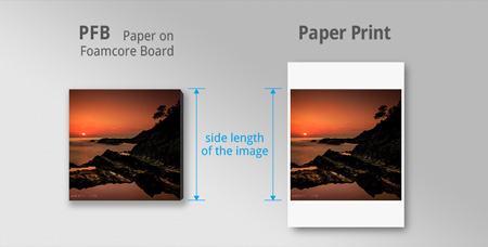 side length of pfb and paper print for ordering custom prints