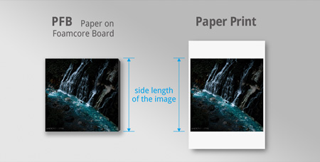 side length of pfb and paper print for ordering custom prints