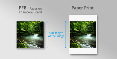 side length of pfb and paper print for ordering custom prints