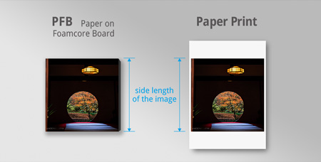 side length of pfb and paper print for ordering custom prints