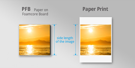 side length of pfb and paper print for ordering custom prints