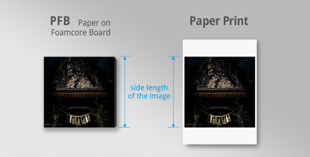 side length of pfb and paper print for ordering custom prints