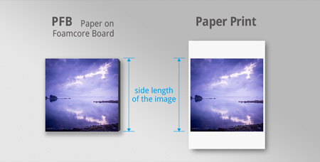 side length of pfb and paper print for ordering custom prints