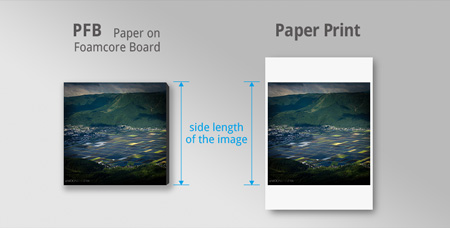 side length of pfb and paper print for ordering custom prints