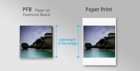 side length of pfb and paper print for ordering custom prints