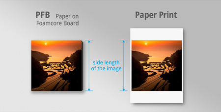 side length of pfb and paper print for ordering custom prints