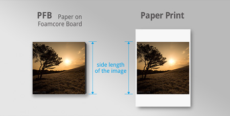 side length of pfb and paper print for ordering custom prints