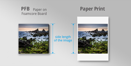 side length of pfb and paper print for ordering custom prints