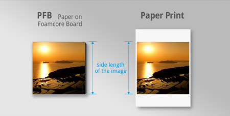 side length of pfb and paper print for ordering custom prints