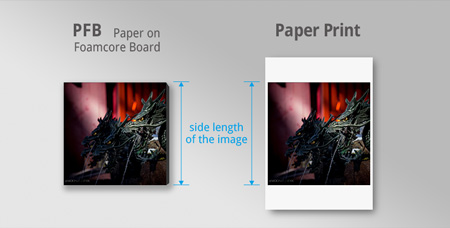 side length of pfb and paper print for ordering custom prints