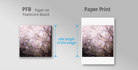 side length of pfb and paper print for ordering custom prints