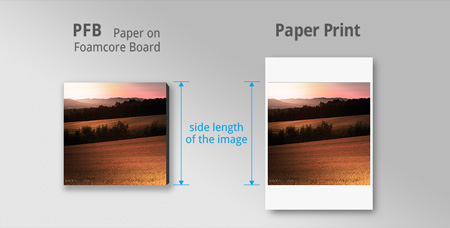 side length of pfb and paper print for ordering custom prints