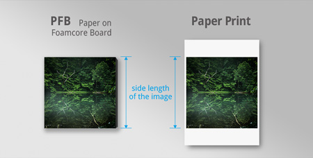 side length of pfb and paper print for ordering custom prints