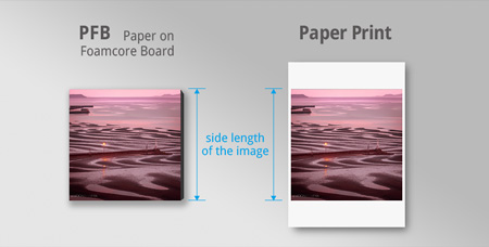 side length of pfb and paper print for ordering custom prints