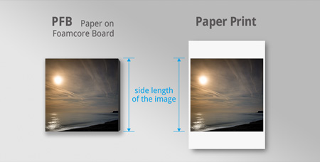 side length of pfb and paper print for ordering custom prints